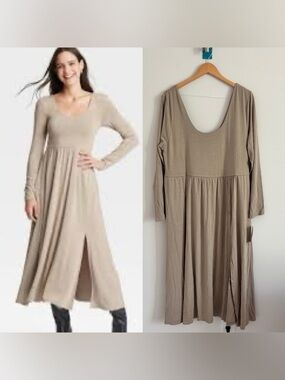 A New Day Women plus size Maxi Dress in Tan size 1X NEW super soft comfy